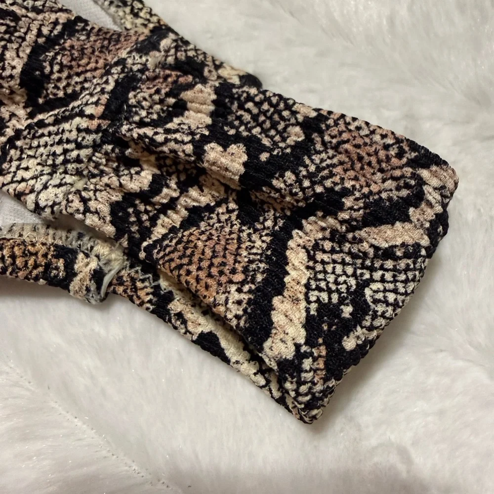 Jessica Simpson Snake Print Bikini Black and Cream - Picture 6 of 7